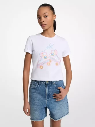 T-shirt med paljettmönster och grafisk design
