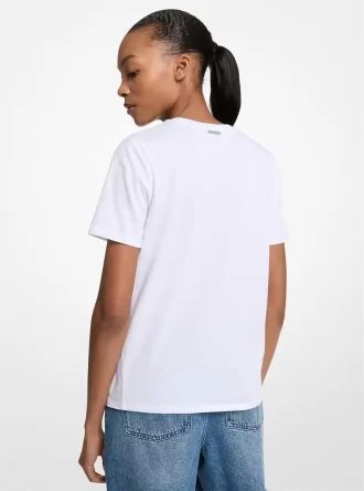 T-shirt med paljettmönster och grafisk design