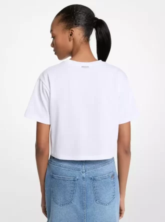 T-shirt med paljettmönster och grafisk design