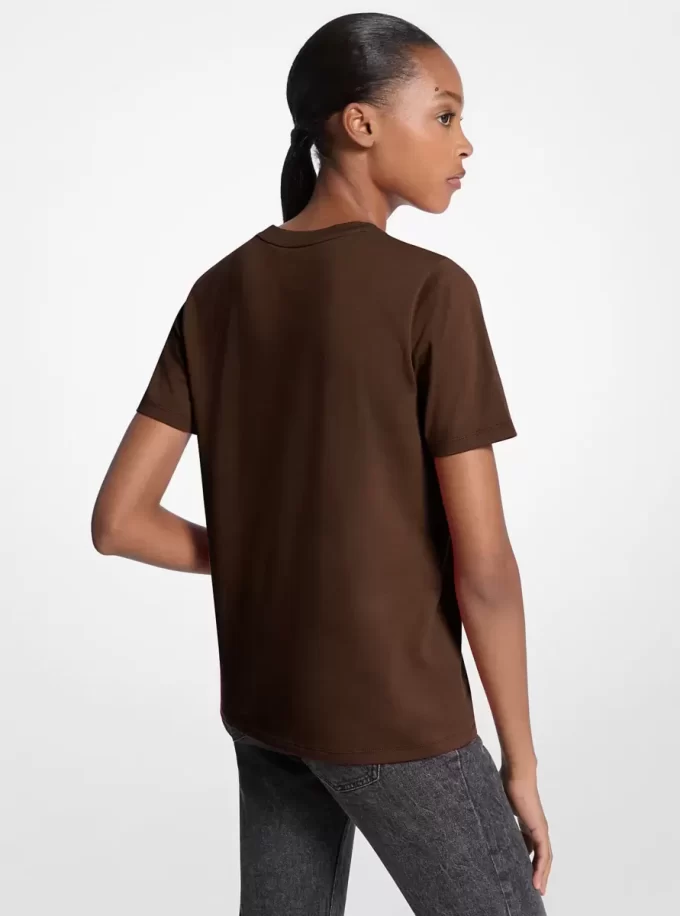 T-shirt med paljettmönster och logotyp i bomull