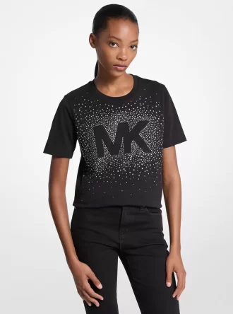 T-shirt med utsmyckad logotyp i bomull