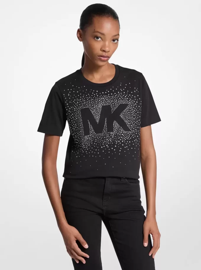 T-shirt med utsmyckad logotyp i bomull
