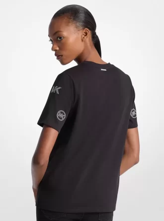 T-shirt med utsmyckad logotyp i bomull