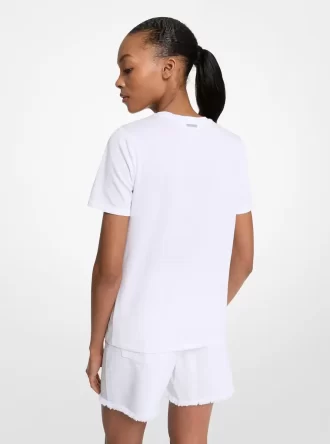 T-shirt med utsmyckad logotyp i bomull
