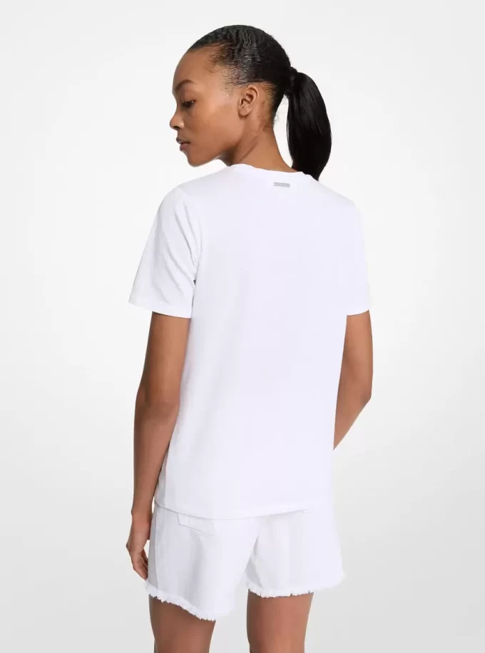 T-shirt med utsmyckad logotyp i bomull