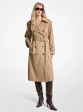 Trenchcoat i bomullsblandning med skärp