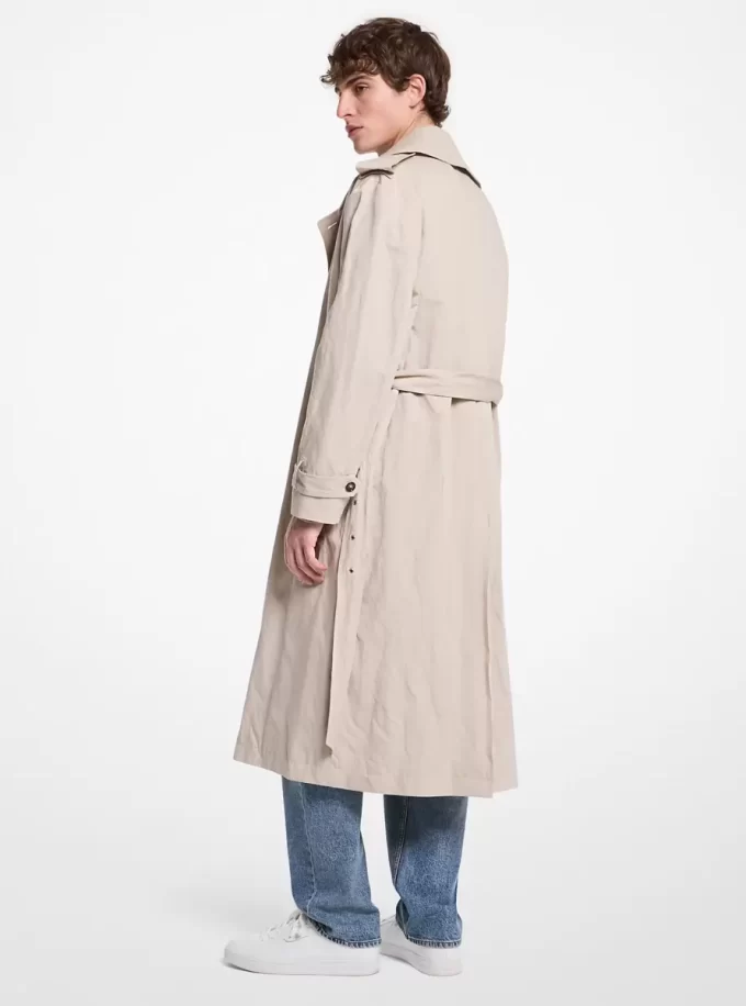 Trenchcoat i överdimensionerad bomullsblandning i rostfritt stål Trenchcoat i överdimensionerad bomullsblandning i rostfritt stål