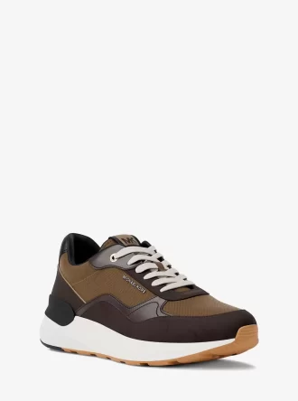 Trevor-sneakers i läder och twill med snörning