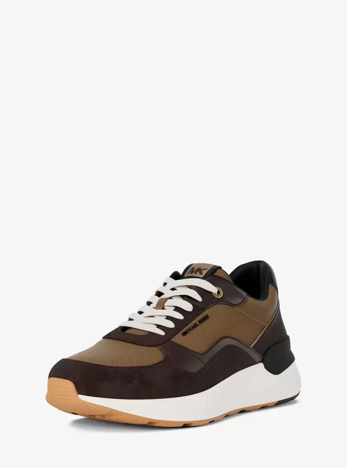 Trevor-sneakers i läder och twill med snörning Trevor-sneakers i läder och twill med snörning