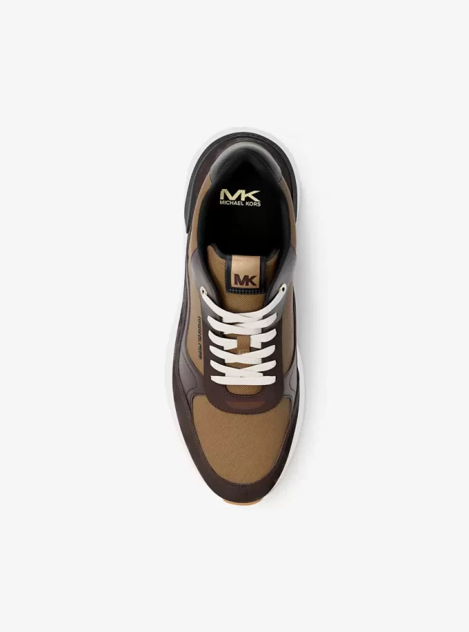 Trevor-sneakers i läder och twill med snörning Trevor-sneakers i läder och twill med snörning