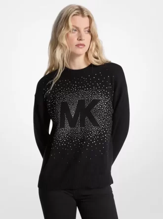 Tröja med utsmyckad logotyp i bomullsblandning