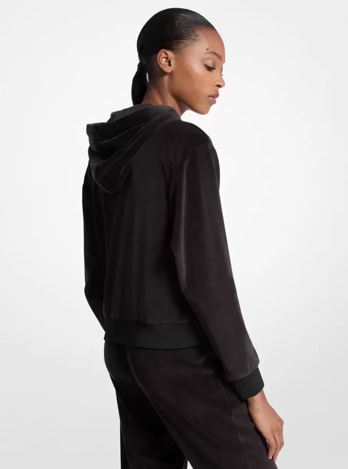 Utsmyckad huvtröja med logotyp i velour
