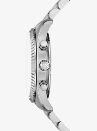 Överdimensionerad Lexington silverfärgad klocka och krokodilpräglat läderfodral – presentset