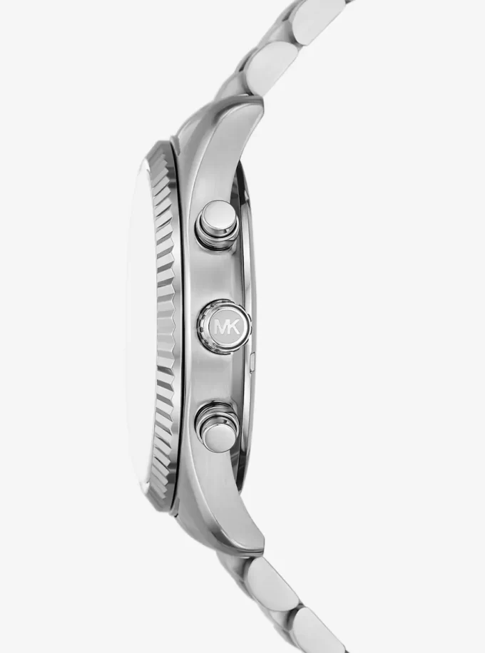 Överdimensionerad Lexington silverfärgad klocka och krokodilpräglat läderfodral – presentset Överdimensionerad Lexington silverfärgad klocka och krokodilpräglat läderfodral – presentset