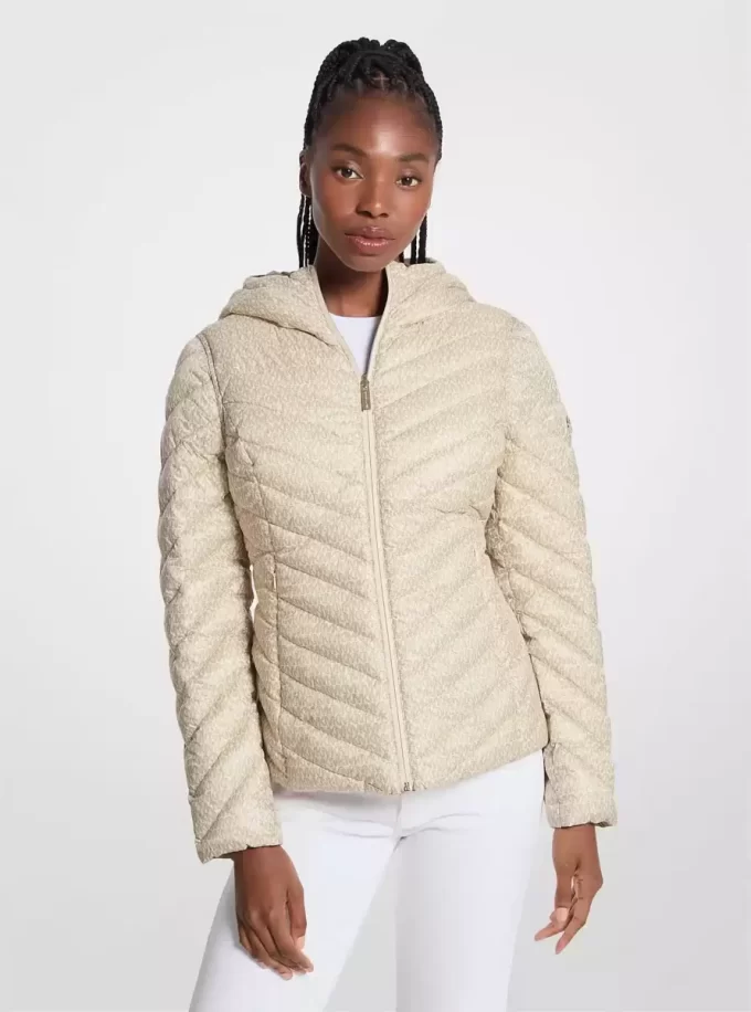 Vändbar jacka med Chevron-logotyp och vadderad nylon